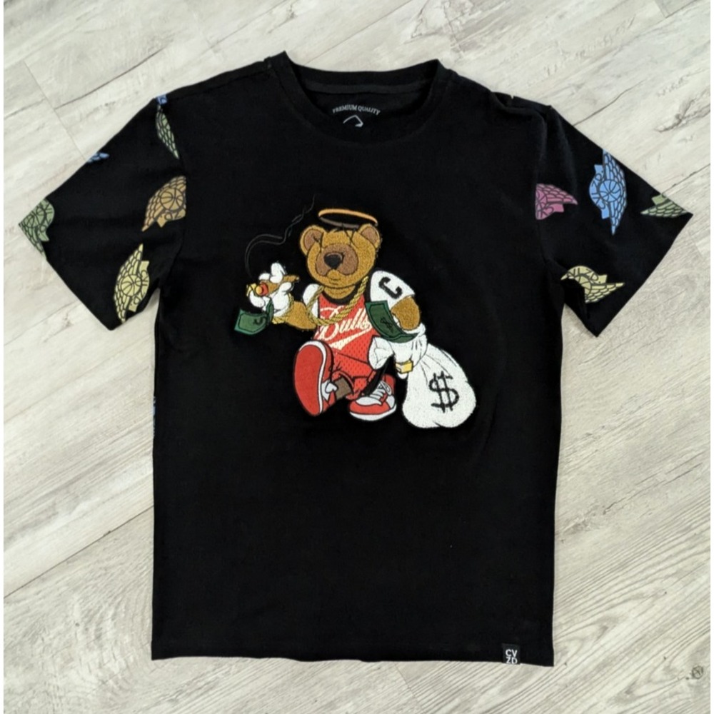 Civilized Graphic T-Shirt Mens Medium‎ Black Bear Money Bag Streetwear Tee